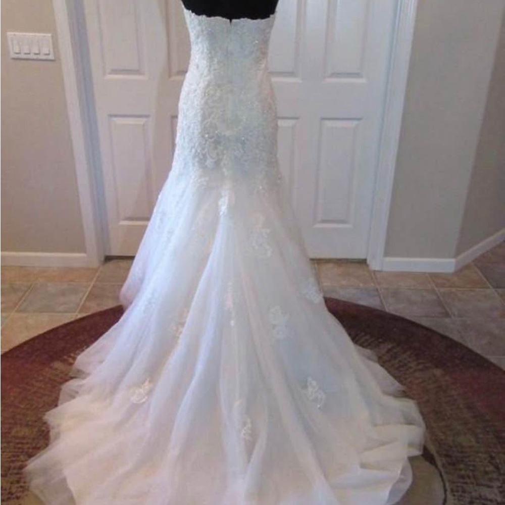 David Tutera White Beaded Lace Wedding Dress
